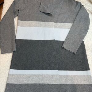 Dark Gray Light Gray Light Blue Striped Cardigan Size Medium